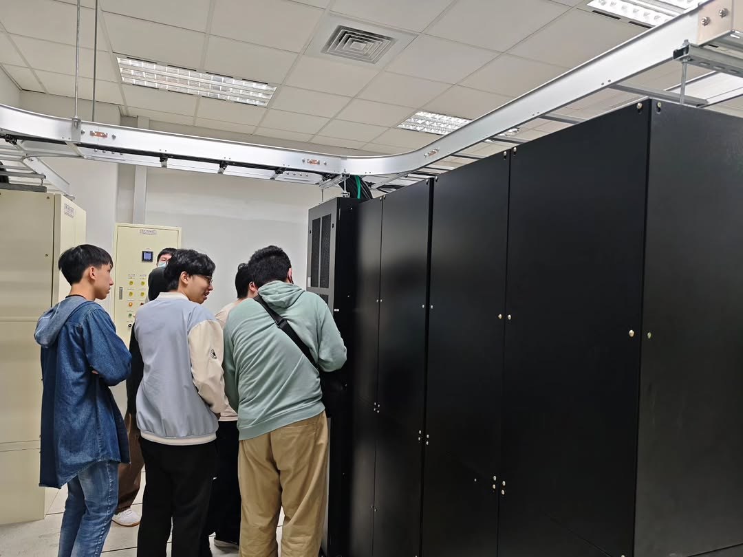 Network switch and patch panel in rack
